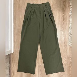 Nasty Gal Army Green Wide Leg Trousers
